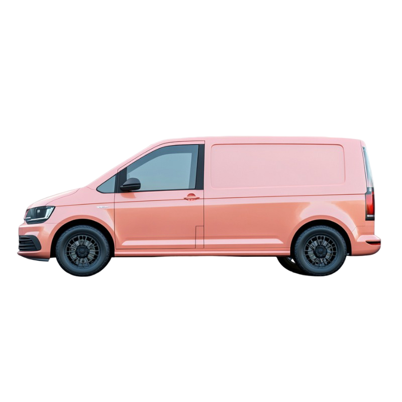 En skåpbil i färgen peach